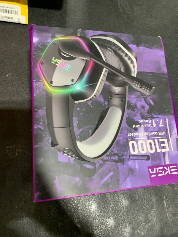 Photo 1 of EKSA E1000 USB Gaming Headset for PC, Computer Headphones with Microphone/Mic Noise Cancelling, 7.1 Surround Sound, RGB Light - Wired Headphones for PS4, PS5 Console, Laptop, Call Center