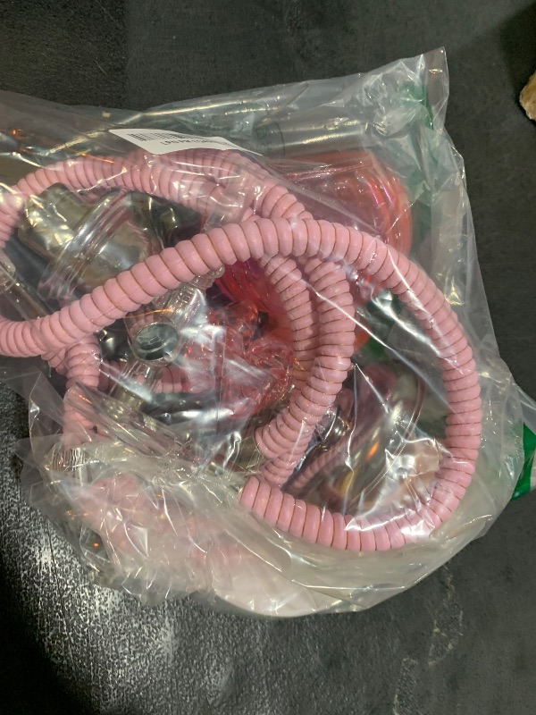 Photo 1 of 2 Hose Hookah Set With Everything - Mini Glass Pumpkin Shisha Vase, Hookah Foil (Pink)