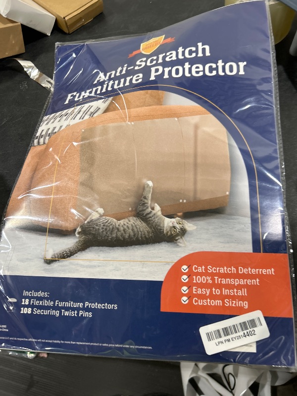 Photo 1 of Stelucca Amazing Shields Anti Cat Scratch Furniture Protector - 18 Pack 17” by 12” Couch Protector from Cat Claws w/Twist Pins - Strong, Clear, Easy-to-Apply Scratching Deterrent and Shield for Sofa