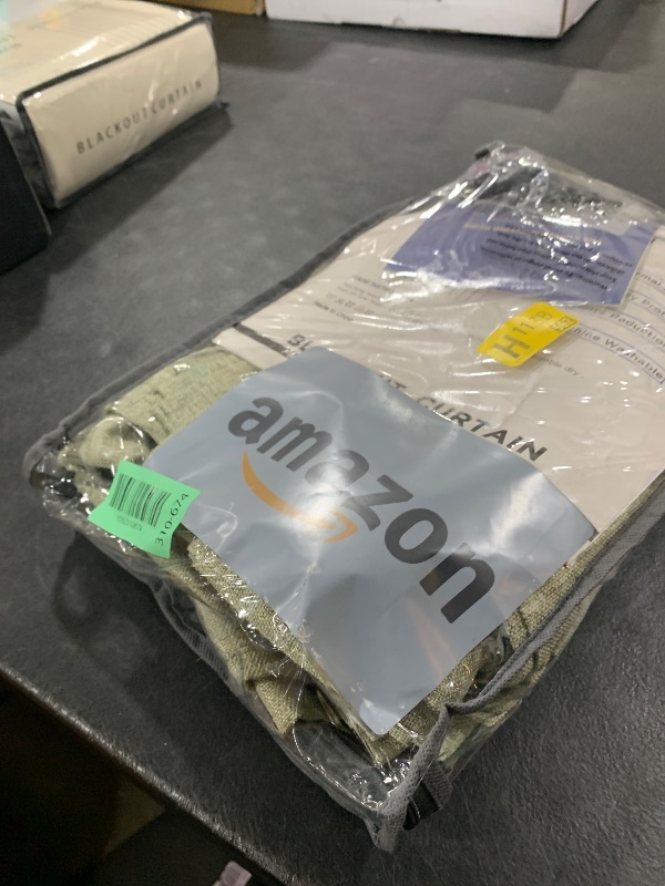 Photo 1 of 100% Blackout Shield Full Blackout Curtains for Bedroom 84 inch Length 2 Panels Set, Clip Rings/Rod Pocket Faux Linen Black Out Curtains for Living Room, Thermal Insulated, 50Wx84L, Light Sage