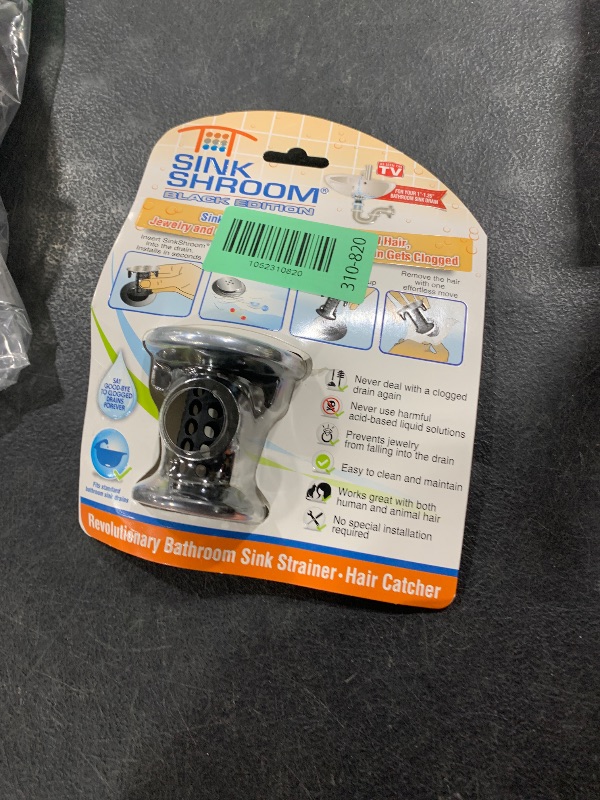 Photo 1 of SinkShroom Chrome Edition Revolutionary Bathroom Sink Drain Protector Hair Catcher, Strainer, Snare, Black