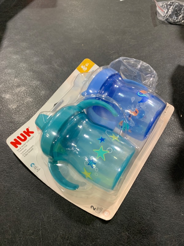 Photo 1 of NUK First Essentials Fun Grips Soft Spout Trainer Cup, 7 oz. (2 Count (Pack of 1), Blue&Green)