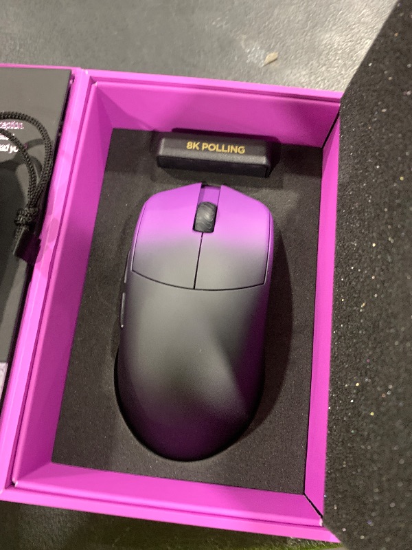 Photo 1 of Lamzu Maya X Wireless Gaming Mouse, Ultra Lightweight 47g, Optical Switch, Maximum 30000 DPI, Symmetrical, MCU Nordic 52840, Dust-Proof Encoder, PAW3950 Sensor(Larger Maya) (Purple)