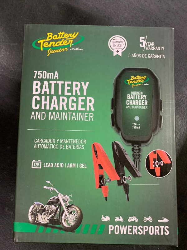 Photo 1 of Battery Tender Junior 12V, 750mA Charger and Maintainer: Automatic 12V Powersports for Motorcycle, ATVs, and More - Smarter Than a Trickle Charger - 021-0123