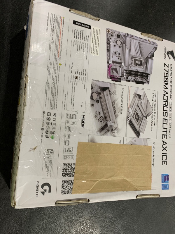 Photo 1 of GIGABYTE Z790M AORUS Elite AX ICE LGA 1700 Intel Z790 M-ATX Motherboard with DDR5, Triple M.2, PCIe 5.0, USB 3.2 Gen2X2 Type-C, Intel Wi-Fi 6E, 2.5GbE LAN, Q-Flash Plus, EZ-Latch Plus