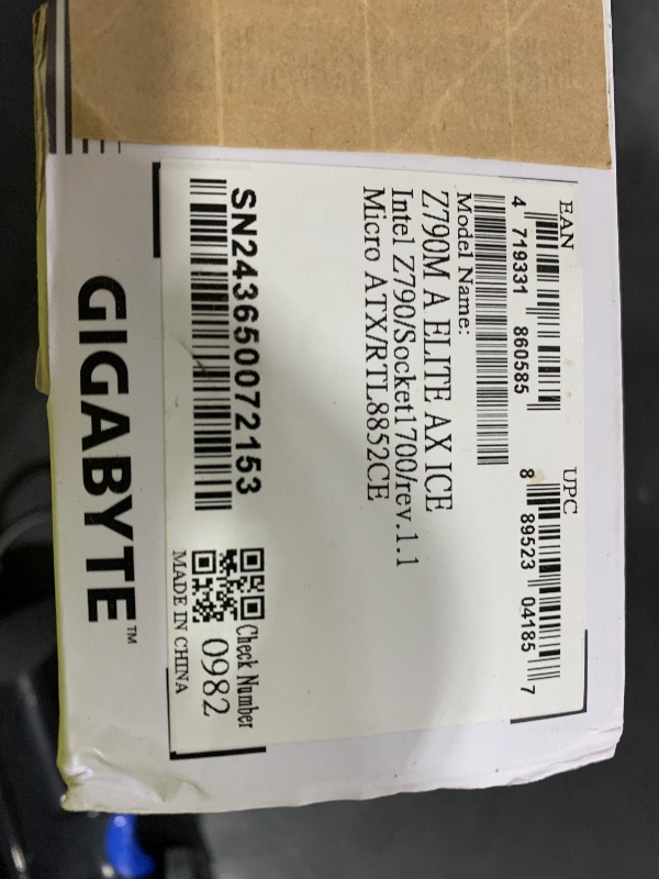 Photo 1 of GIGABYTE Z790M AORUS Elite AX ICE LGA 1700 Intel Z790 M-ATX Motherboard with DDR5, Triple M.2, PCIe 5.0, USB 3.2 Gen2X2 Type-C, Intel Wi-Fi 6E, 2.5GbE LAN, Q-Flash Plus, EZ-Latch Plus
