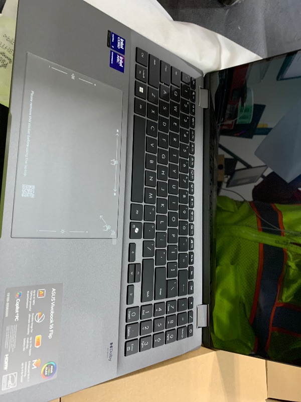 Photo 1 of ASUS Vivobook 16 Flip Laptop, Copilot+ PC, 16” OLED 3K 120Hz Touch Display, Intel® Core™ Ultra 7 256V, Intel® Arc™ Graphics, 16GB Memory, 512GB SSD, Matte Gray, TP3607SA-DS74T