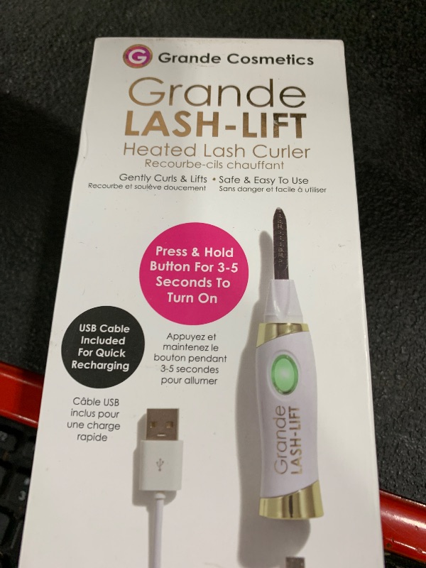Photo 1 of Grande Cosmetics LASH-LIFT Heated Lash Curler - Rechargeable, Travel-Friendly, with 2 Heat Settings - White