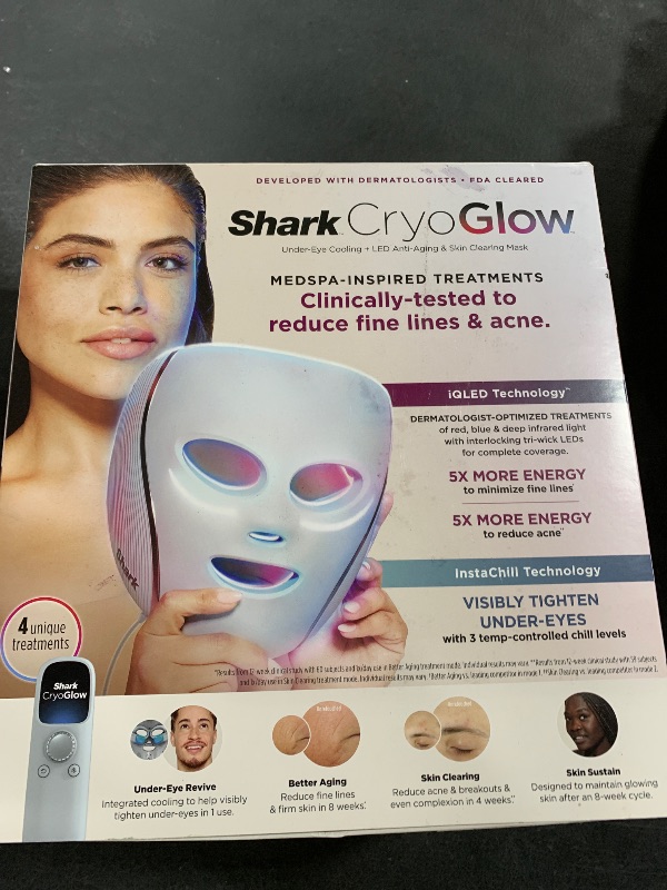 Photo 1 of Shark - CryoGlow Under- Eye Cooling + LED Anti-Aging &amp; Skin Clearing Face Mask - Blue Frost