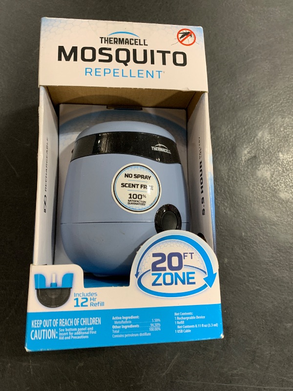 Photo 1 of Thermacell E55 E-Series Rechargeable Mosquito Repeller with 20' Mosquito Protection Zone; Blue; Includes 12-Hr Repellent Refill; Bug Spray Alternative; Scent Free; No Candle or Flame