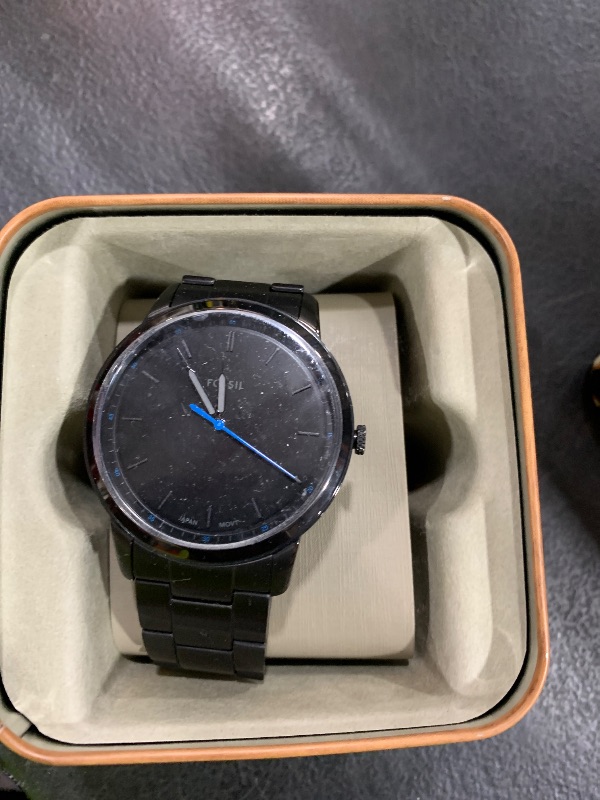 Photo 1 of Fossil Men's Minimalist Quartz Stainless Steel Three-Hand Watch, Color: Black (Model: FS5308)
