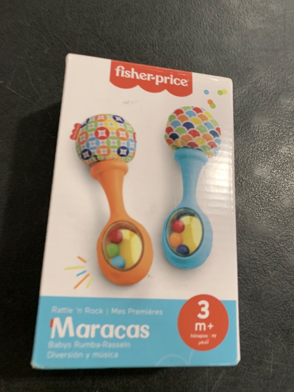 Photo 1 of Fisher-Price Newborn Toys Rattle 'n Rock Maracas, Set of 2 Soft Musical Instruments for Babies 3+ Months, Blue & Orange