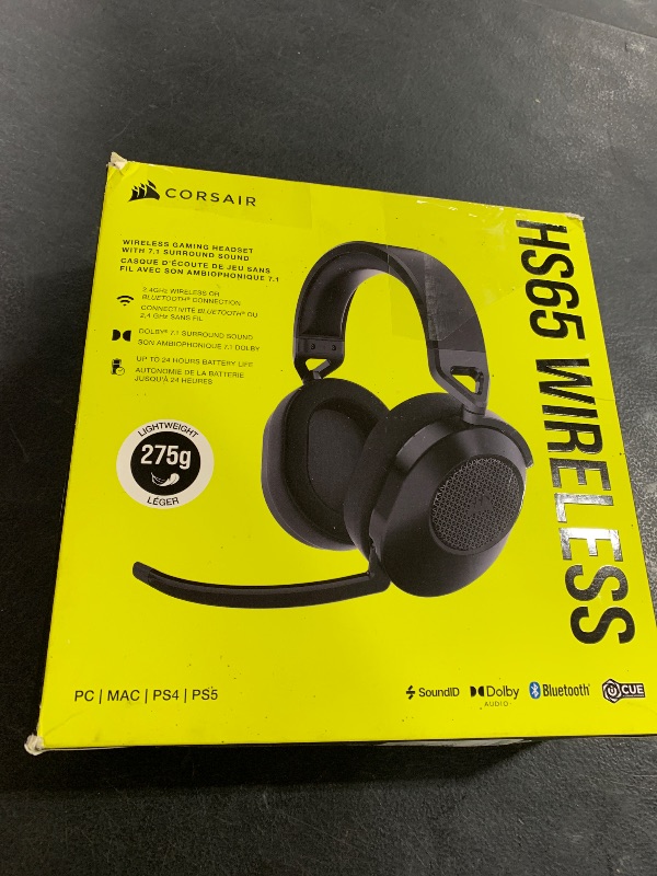 Photo 1 of Corsair HS65 Wireless Multiplatform Gaming Headset with Bluetooth - Dolby Audio 7.1 - Omni-Directional Microphone - iCUE Compatible - PC, Mac, PS5, PS4, Mobile - Carbon