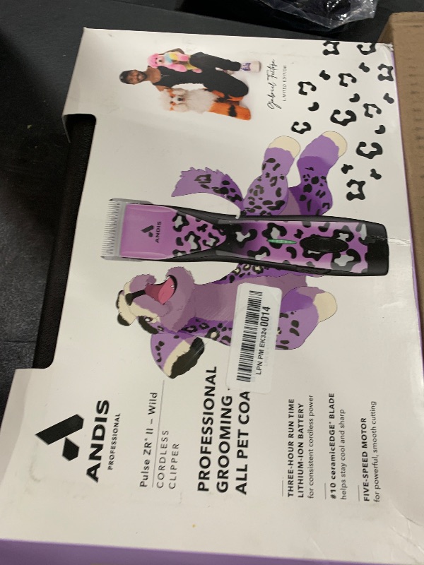 Photo 1 of Andis 561458 Pulse Zr II Gabriel Feitosa Edition 5-Speed Detachable Blade Clipper, Cordless Animal/Dog Grooming, Removable Lithium Ion Battery, LED Charge Light, Wild Colorway