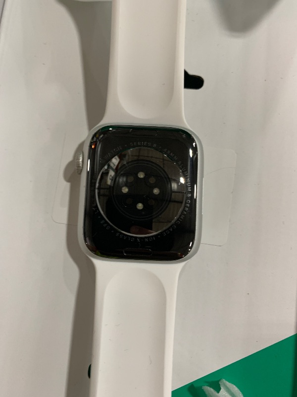 Photo 1 of Apple Watch Series 8 (GPS + Cellular, 45MM) - Silver Aluminum Case with M/L White Sport Band (Renewed Premium)