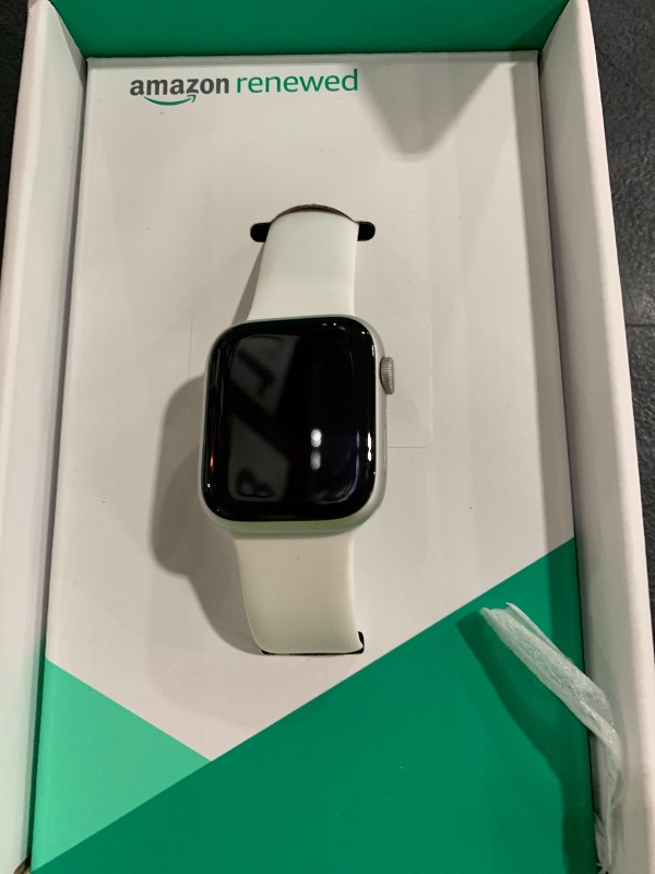 Photo 1 of Apple Watch Series 8 (GPS + Cellular, 45MM) - Silver Aluminum Case with M/L White Sport Band (Renewed Premium)