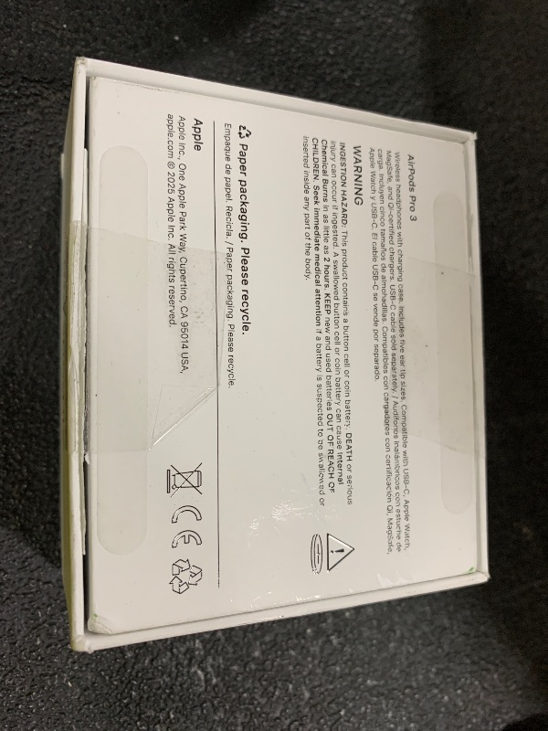 Photo 1 of Apple AirPods Pro 3 Wireless Earbuds, Active Noise Cancellation, Live Translation, Heart Rate Sensing, Hearing Aid Feature, Bluetooth Headphones, Spatial Audio, High-Fidelity Sound, USB-C Charging