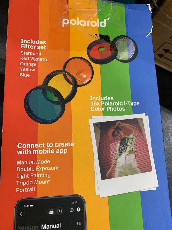 Photo 1 of Polaroid Now+ Generation 2 - Camera + Film Bundle (16 Photos Included) - White - Bluetooth Connected App Controlled Instant Film Camera (6437)