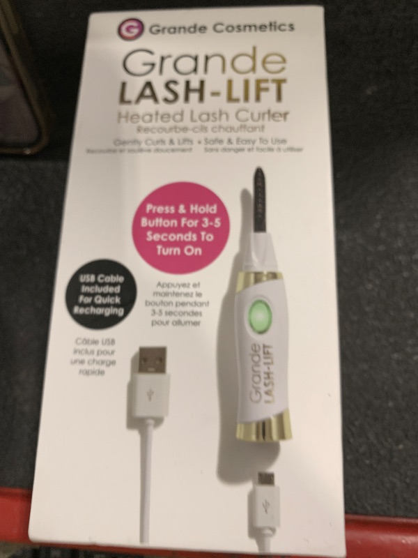 Photo 1 of Grande Cosmetics LASH-LIFT Heated Lash Curler - Rechargeable, Travel-Friendly, with 2 Heat Settings - White