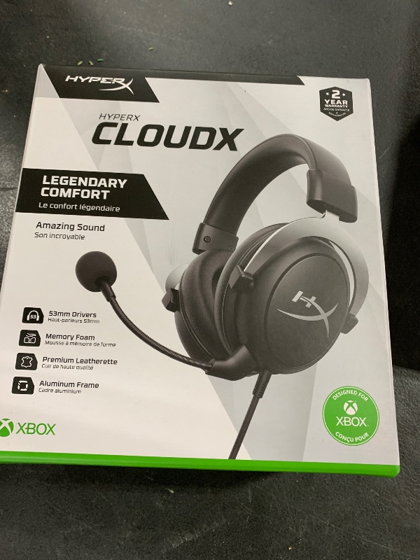 Photo 1 of HyperX CloudX, Official Xbox Licensed Gaming Headset, Compatible with Xbox One and Series X|S, Memory Foam Ear Cushions, Detachable Noise-Cancelling Mic, in-line Audio Controls,Black/ Silver