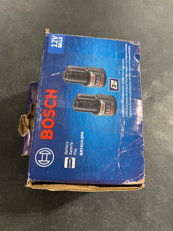 Photo 1 of BOSCH BAT414-2PK 12V Max Lithium Ion 2 Ah Battery 2-Pack