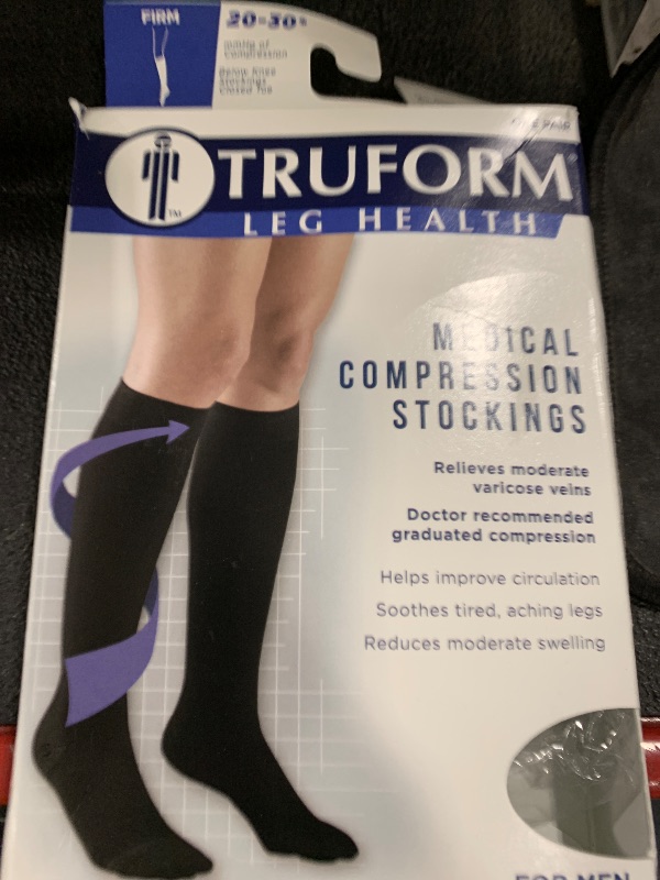 Photo 1 of Truform 20-30 mmHg Compression Stockings for Men and Women, Knee High Length, Closed Toe, Black, Medium