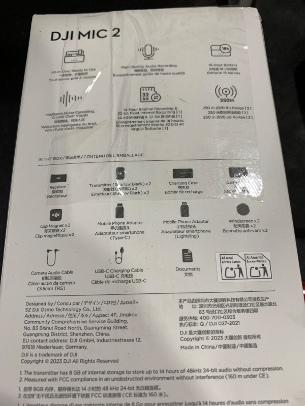 Photo 1 of DJI Mic 2 (2 TX + 1 RX + Charging Case), Wireless Lavalier Microphone, Intelligent Noise Cancelling, 32-bit Float Internal Recording, 820 ft.(250m) Range, Microphone for iPhone, Android, Camera