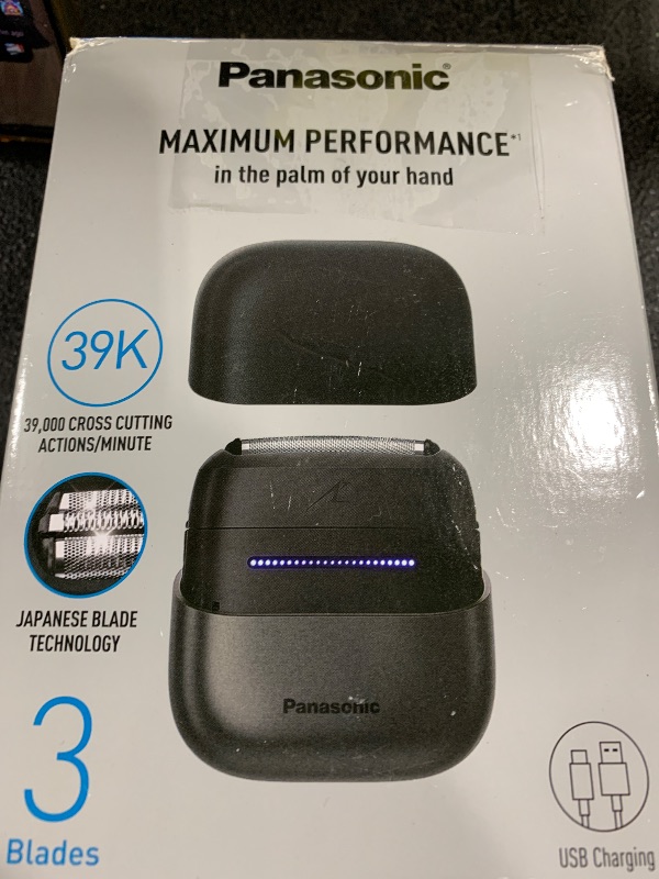 Photo 1 of Panasonic Swipe Right Travel Shaver for Men, Portable Electric Razor with USB-C Charging, 3-Blade Cutting System and Beard Sensor Technology, Wet/Dry Use - ES-CM3A-K