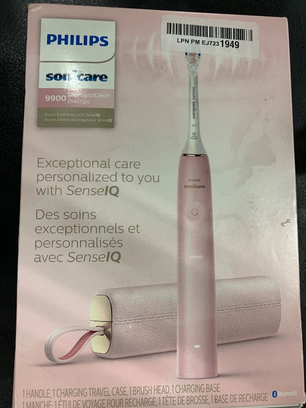 Photo 1 of Philips Sonicare DiamondClean 9900 Prestige Electric Toothbrush - with SenseIQ Technology and Advanced AI App, 5 Brushing Modes, 3 Intensity Levels, Charging Travel Case, Pink, Model HX9990/13