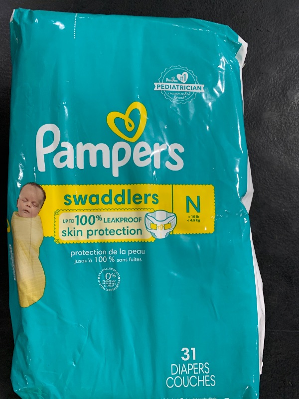 Photo 1 of Pampers Baby Diapers - Swaddlers - Size 0, 31 Count, Ultra Absorbent Disposable Newborn Diaper