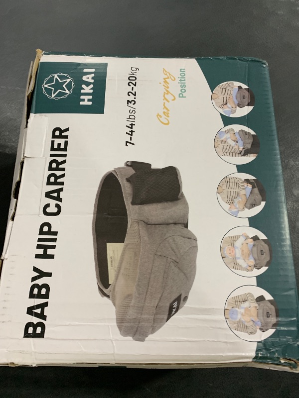 Photo 1 of HKAI Baby Hip Carrier, Mom’s Choice Award Winner, Baby Carrier with Adjustable Waistband & Breathable Mesh, Ergonomic Carrier with Non-Slip Hip Seat Surface for Newborns & Toddlers, (Grey)