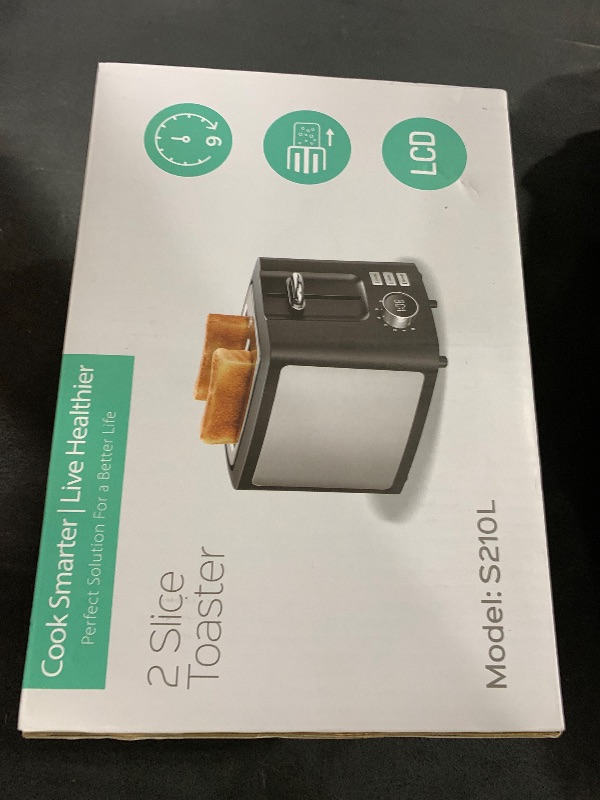 Photo 1 of Toaster 2 Slice Wide Slot Toaster Best Rated Prime Displav Smart Toasters with LCD Digital Countdown Timer and Bagel/Defrost/Cancel/Reheat Function