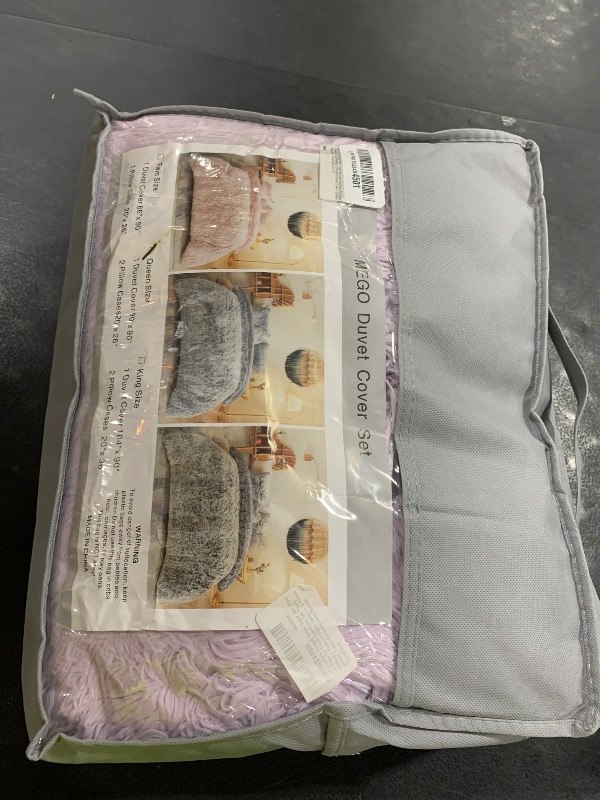 Photo 1 of MEGO Luxury Shaggy Plush Duvet Cover Set, Soft 3 Pieces Fluffy Faux Fur Comforter Cover Set, Fuzzy Bedding Set Lavender Lilac(1 Furry Duvet Cover + 2 Pillow Shams), Zipper Closure(Queen, Orchid)