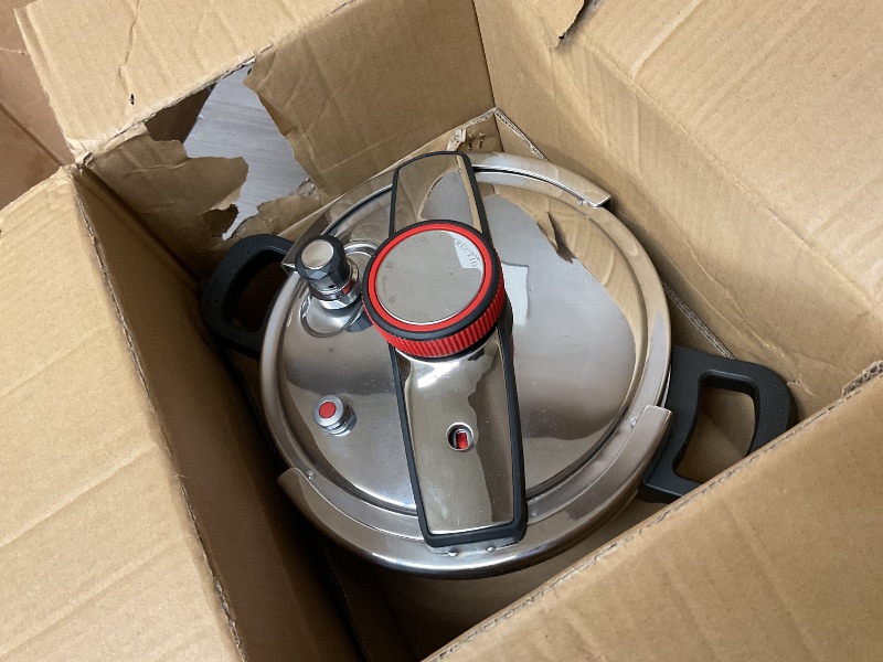 Photo 1 of 304 Stainless Steel Pressure Cooker 4 QT (4.22 Quart) - Explosion-Proof Safety Lock, One Hand Operation, Fast Cooking, Dishwasher Safe & Induction Compatible Cookware, Deeluban