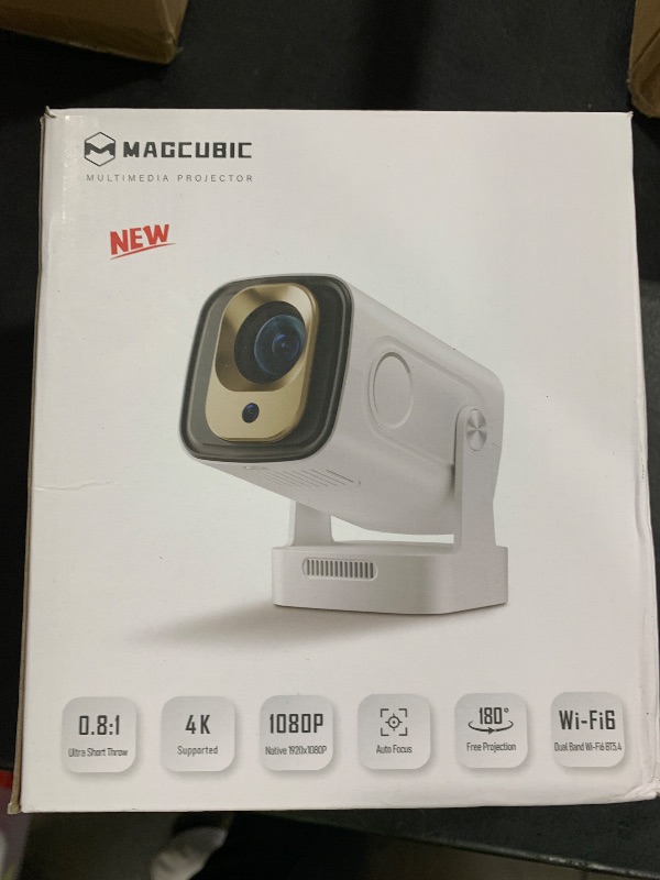 Photo 1 of ?Auto Focus&1080P?Magcubic Mini Smart Projector with 4K Support, Portable Projector with Wifi and Bluetooth, 5W Speaker, Built in Apps, Voice Control, Outdoor Movie Projector