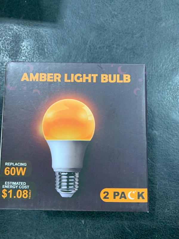 Photo 1 of DALUXshop Amber Sleep Light Bulbs, Blue Light Blocking, A19 9W(60 Watt Equivalent) Dim Light Bulbs for Lamp, 1800K Warm Light Bulb, E26 for Healthy Sleep, Bedroom, Kids Room, 2 Pack