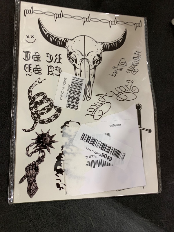Photo 1 of 6 Sheets Temporary Tattoos Kit - Fake Body Art for Women, Men, & Kids - Face Tattoos for Festival, Cosplay & Halloween Costume Accessories