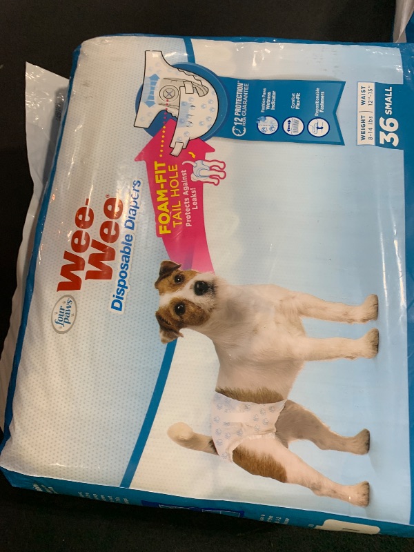 Photo 1 of Four Paws Wee-Wee Super Absorbent Disposable Adjustable Dog Potty Training Diapers, Leak-Proof Protection for Puppies and Small Dogs, Small, 36 Count