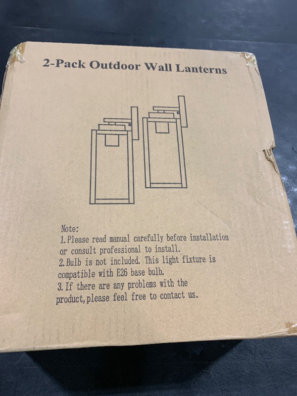 Photo 1 of Outdoor Wall Light Fixtures, Exterior Waterproof Wall Lanterns, Porch Sconces Lighting with E26 Sockets & Glass Shades, Modern Matte Black Outside Lights for Patio Front Door Entryway Garage, 2-Pack