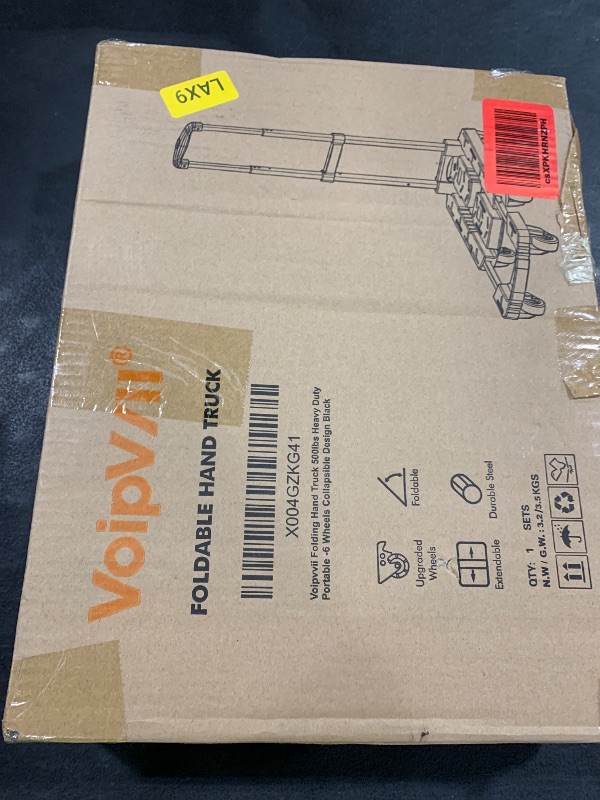 Photo 1 of Voipvvii Folding Hand Truck 500lbs, Portable Heavy Duty Dolly Cart, 6 Wheels Collapsible Luggage Cart with 2 Elastic Ropes - Compact Trolley Cart for Easy Moving - Ideal Hand Cart for Travel and More
