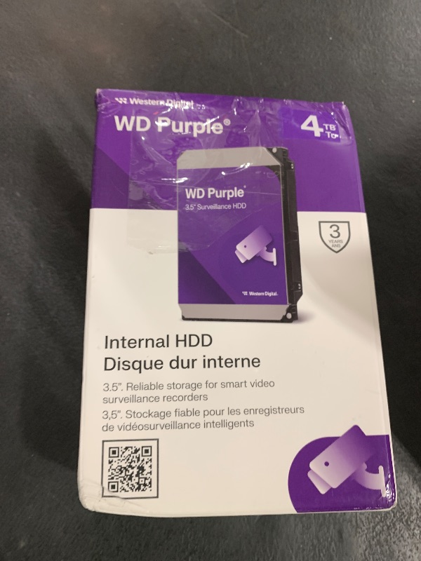 Photo 1 of Western Digital 4TB WD Purple Surveillance Internal Hard Drive HDD - SATA 6 Gb/s, 256 MB Cache, 3.5" - WD43PURZ