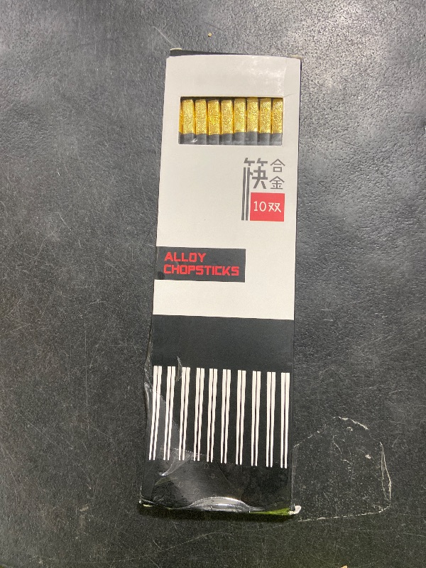 Photo 1 of 10 Pairs Non-Slip Fiberglass Chopsticks, Reusable Chopsticks Gift Set Dishwasher Safe, Easy to Use and Clean, Square Lightweight for Home Kitchen, Hotel, Restaurant Dining Tools, Black and Gold