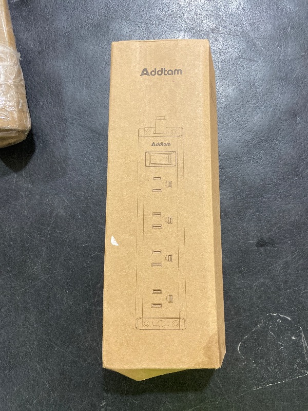 Photo 1 of Short Extension Cord 1Ft, Flat Plug Power Strip - Addtam 12 Widely AC 3 Sides Multiple Outlets, 1050J Surge Protector, Wall Mount, Desk Charging Station for Home Office Dorm Room Essentials