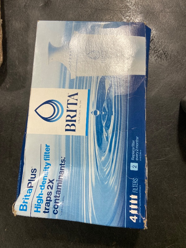 Photo 1 of Brita Plus Water Filter, BPA-Free, High-Density Replacement Filter for Pitchers and Dispensers, Reduces 2x Contaminants*, Lasts Two Months or 40 Gallons, Includes 4 Filters