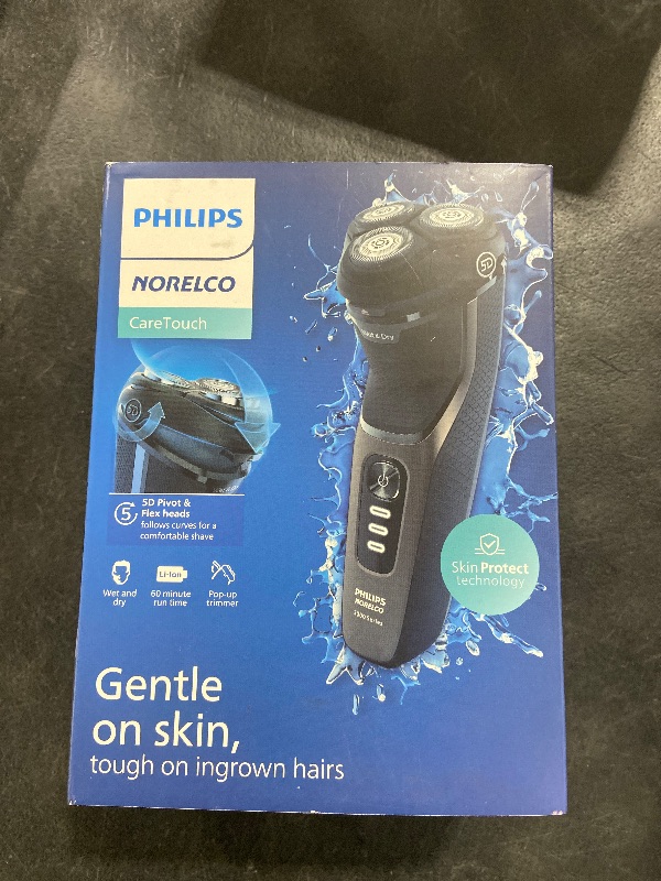 Photo 1 of Philips Norelco Shaver 3000 Series Care Touch, Wet and Dry Electric Shaver, P-Cap, Travel Pouch, Model S3242/90