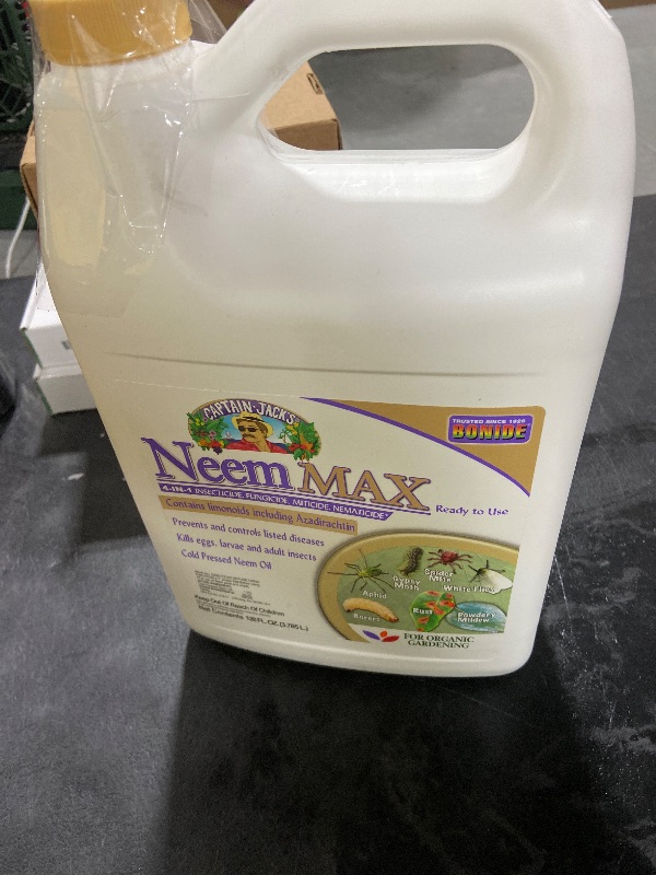 Photo 1 of Bonide Captain Jack's Neem Max, 128 oz Ready-to-Use Spray Cold Pressed Neem Oil, Multi-Purpose Insecticide, Fungicide, Miticide and Nematicide for Organic Gardening