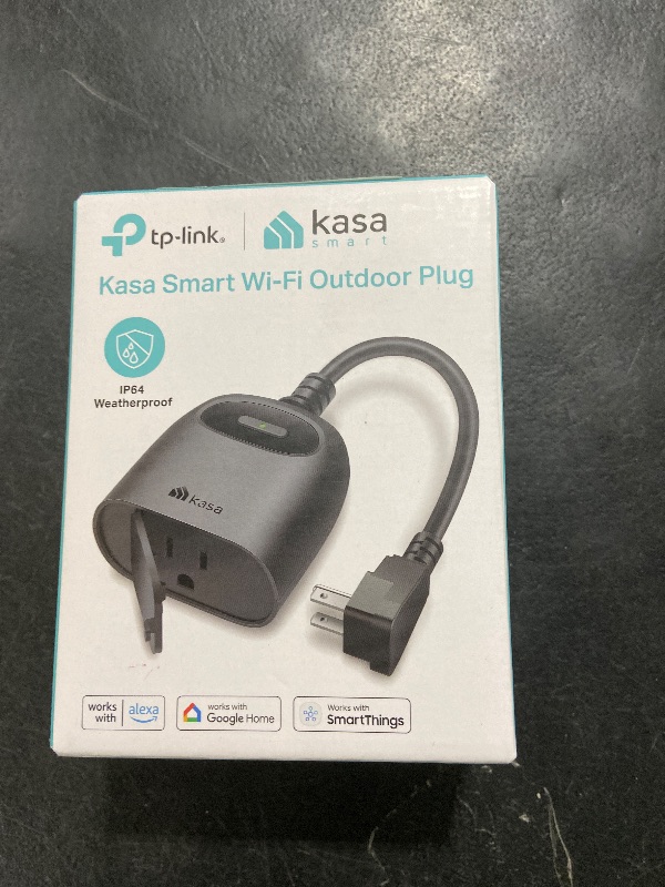 Photo 1 of Kasa Outdoor Smart Plug, Smart Home Wi-Fi Outlet Timer, Max Load 15A/1875W, IP64 Weather Resistance, Compatible with Alexa, Google Home & SmartThings, No Hub Required, ETL Certified(KP401)