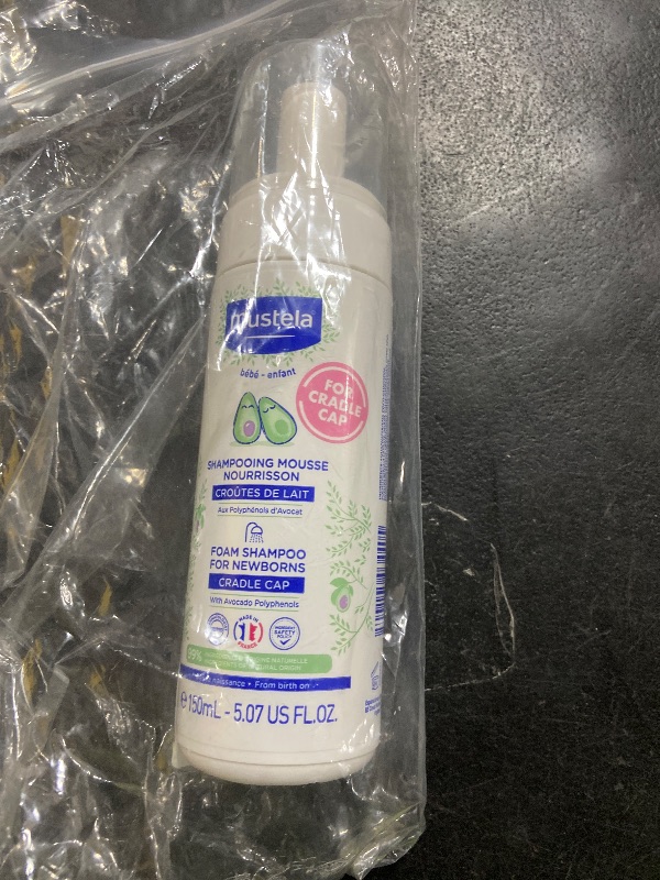 Photo 1 of Mustela Cradle Cap Foam Shampoo for Newborn - Baby Shampoo with Naturally derived Avocado Polyphenols - Tear-Free & Fragrance-Free - 5.07 fl. oz.