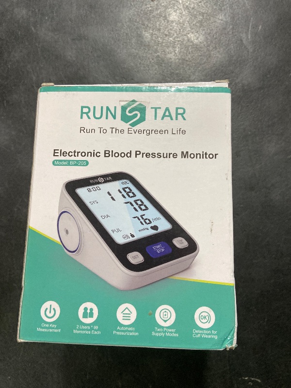 Photo 1 of RunStar Upper Arm Blood Pressure Monitor with Wide Range Cuff (8.6'' -16.5'') for Home Use FSA&HSA Eligible, Automatic Digital BP Machine with Storage Bag, 2x99 Reading Memory