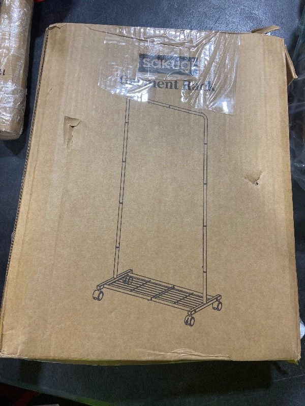Photo 1 of Sakugi Clothes Rack - Clothing Rack with Storage Mesh Shelf & Casters, Heavy-Duty Metal Clothing Rack for Hanging Clothes, Dresses, Coats, Large Load Capacity, Easy Assembly, White, 28.0"x14.0"x59.0"